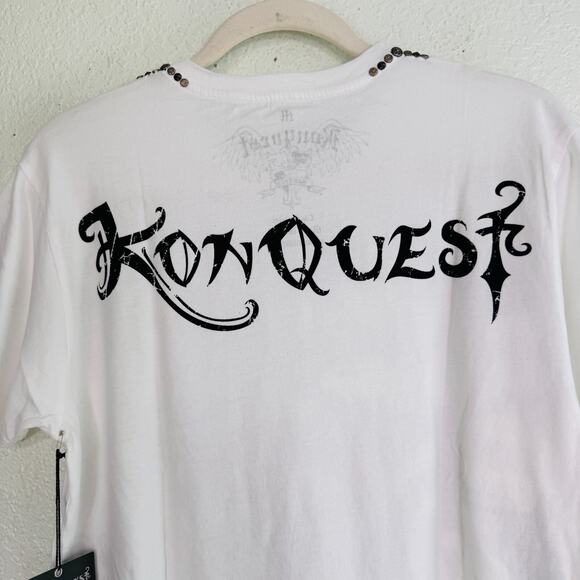 Konquest Shirt Men Medium Skull Metallic Feather Snake Tee Y2K Grunge Western - Picture 6 of 7